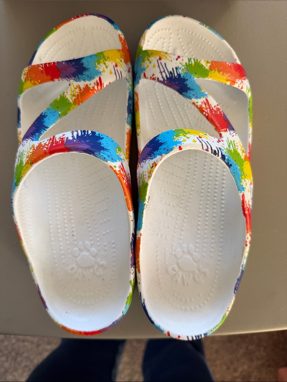Women’s  White Splash-Print Slide Sandals